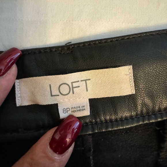Black pleather wide legged pants from Loft. - Picture 6 of 6